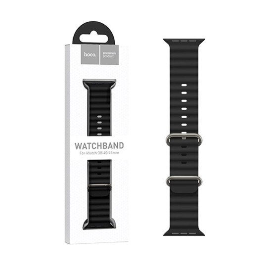 Bracelete de Silicona con Hebilla Doble para iWatch WA12 Series Original Marine (38/40/41mm) Negro